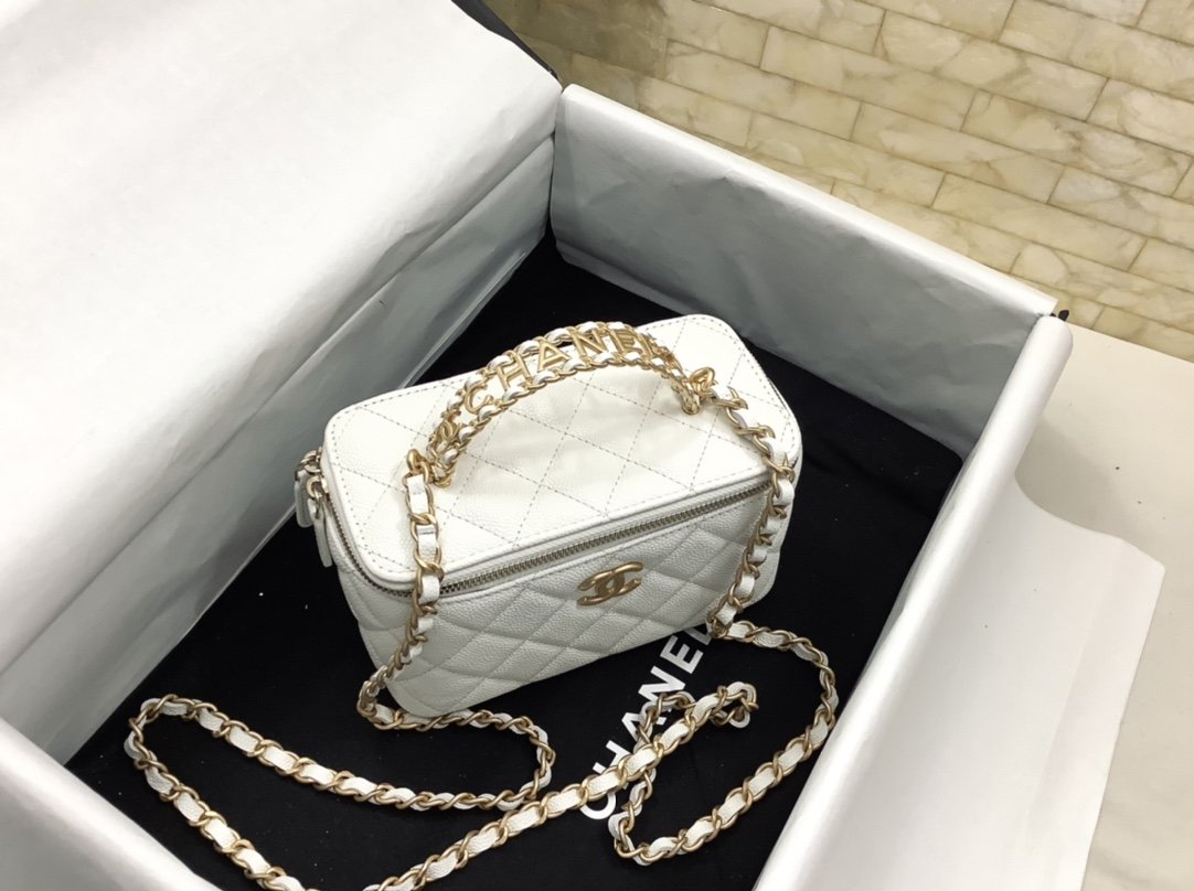 ChanelSmall Vanity Case White For Women, Women’s Bags 5.9in/15cm