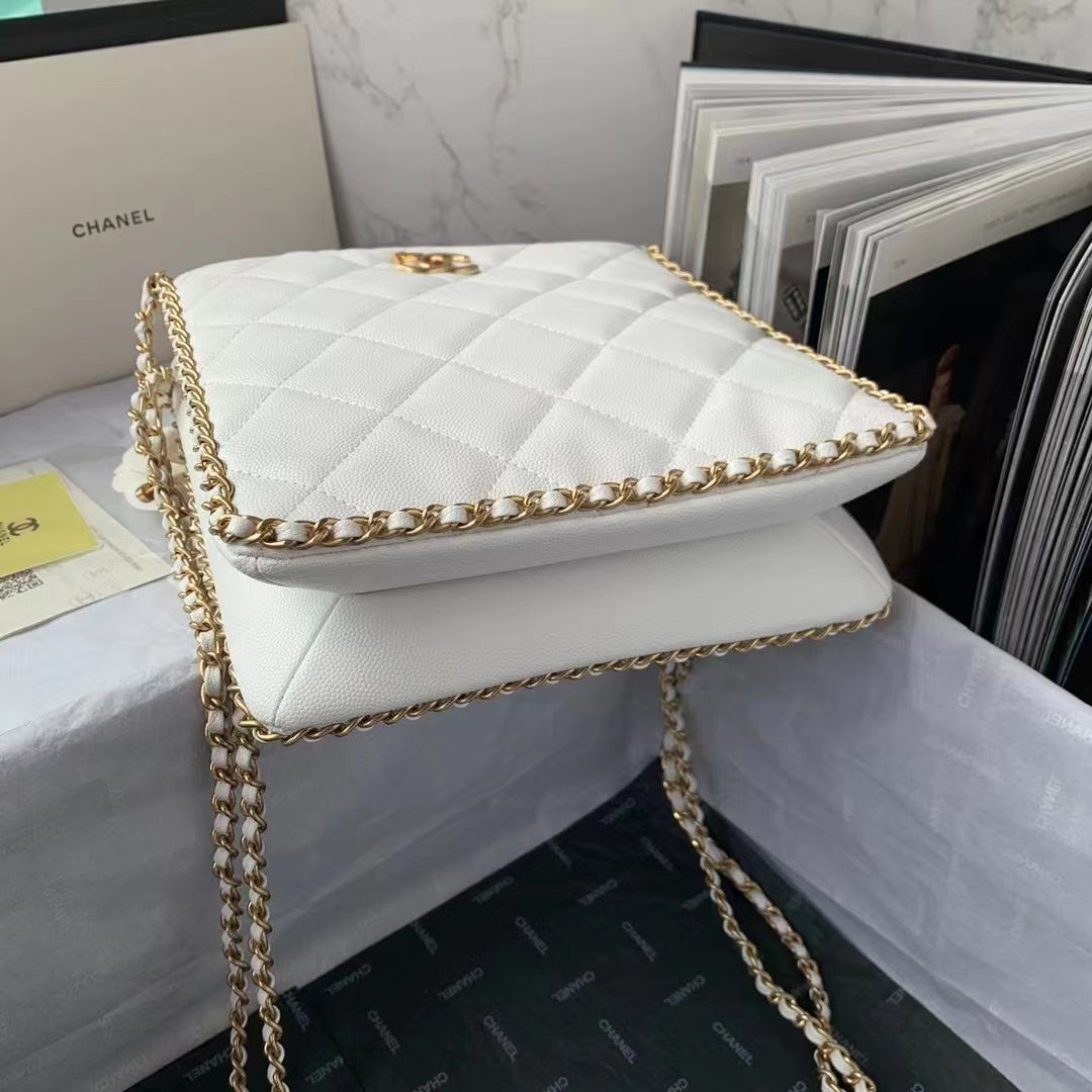 ChanelSmall Shopping Bag White For Women, Women’s Bags 9.1in/23cm