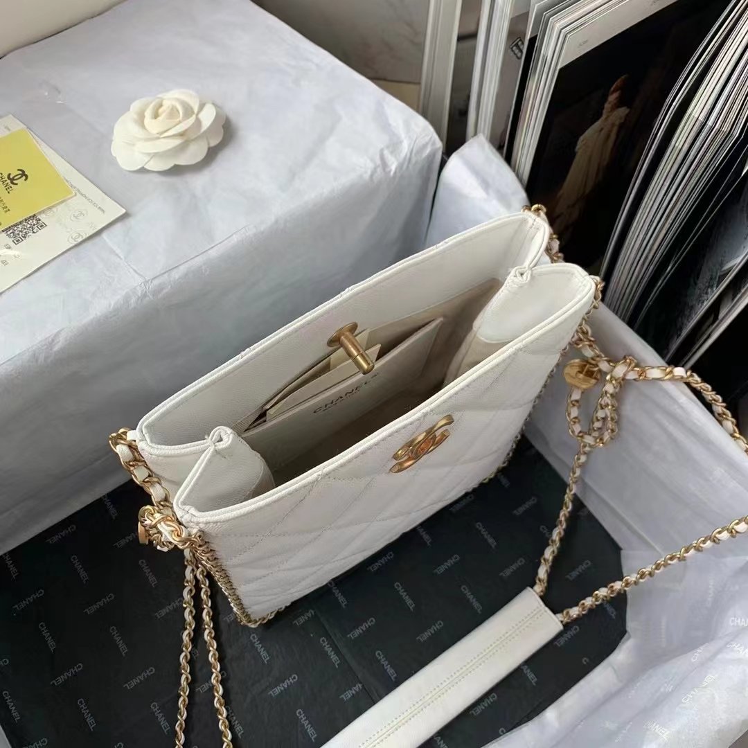 ChanelSmall Shopping Bag White For Women, Women’s Bags 9in/23cm