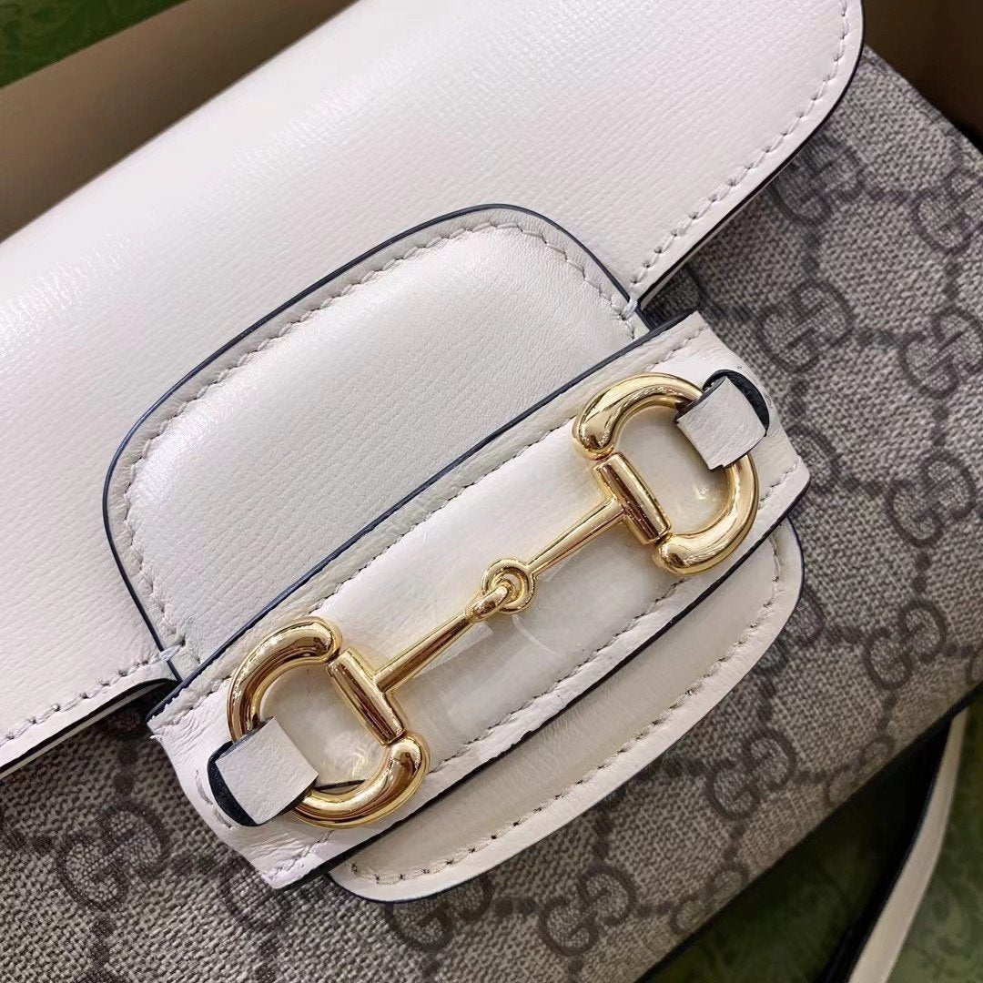 gg Horsebit 1955 Mini Bag White For Women, Women’s Bags 8.7in/22cm gg ‎703848 92TCK 9761