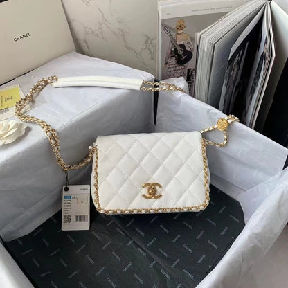 ChanelFlapbag With Chain White For Women, Women’s Bags 8.3in/21cm