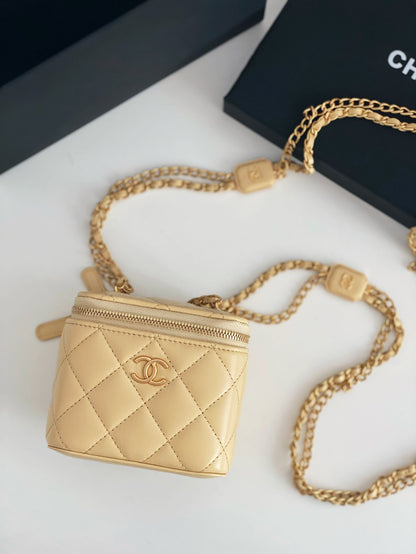 ChanelSmall Vanity With Chain Yellow For Women, Women’s Bags 4.3in/11cm