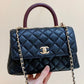 ChanelMedium Flap Bag With Top Handle Navy Blue For Women, Women’s Handbags, Shoulder And Crossbody Bags 9in/23cm A92990