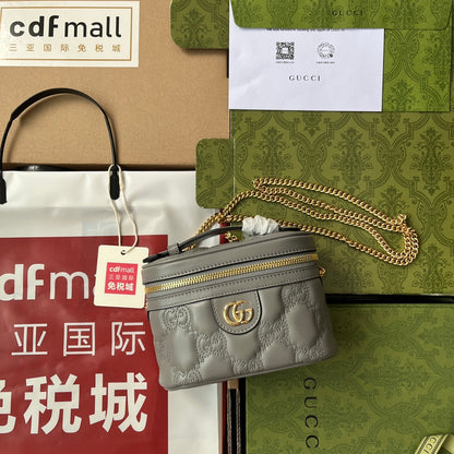gg Quilted gg Mini Handbag Gray For Women, Women’s Bags 6.3in/16cm gg 723770 UM8IG 1275