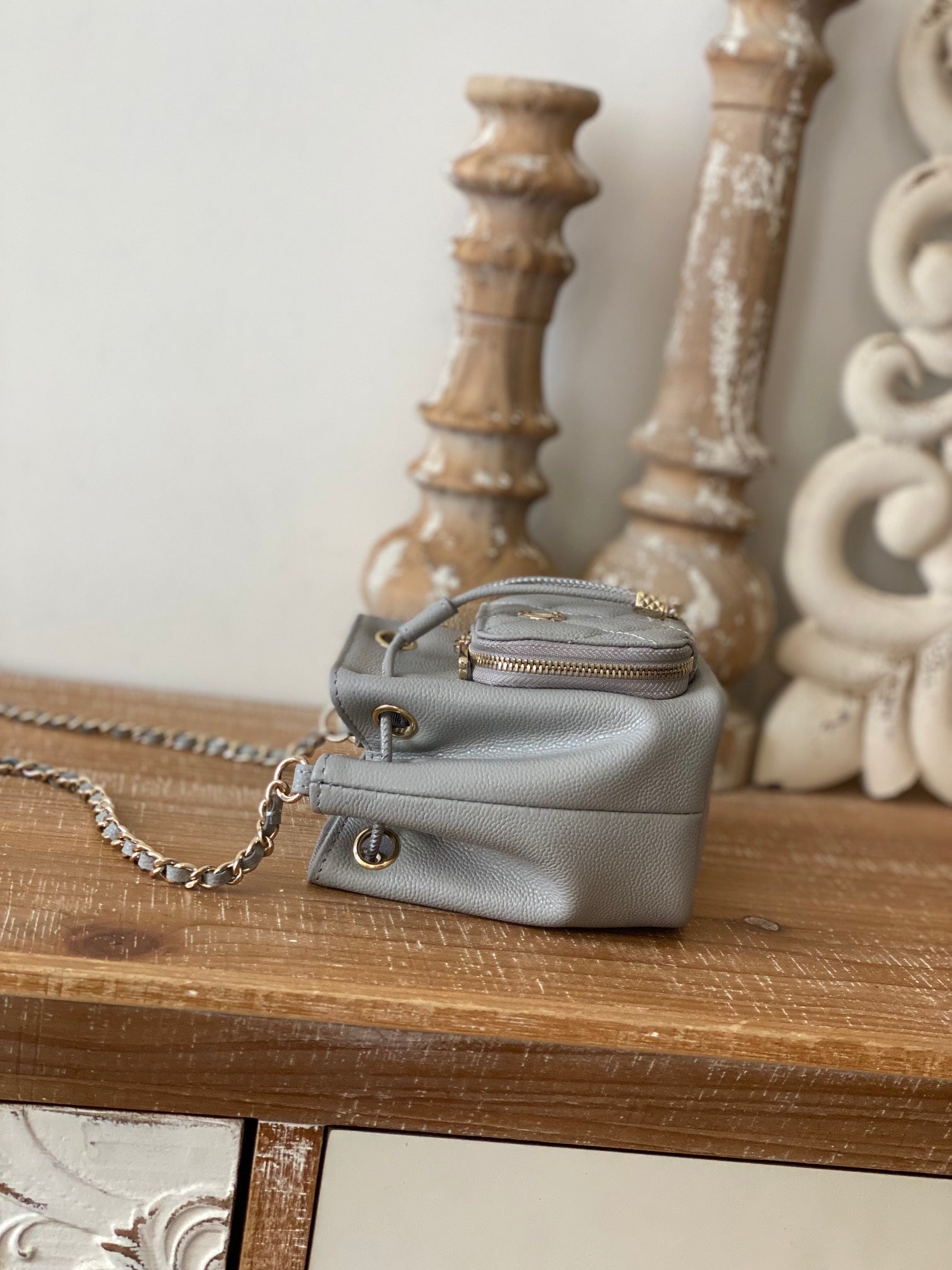 ChanelMini Bucket Bag With Strap Gray For Women, Women’s Bags 4.9in/12.5cm