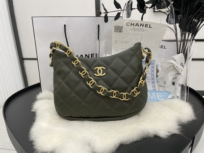 ChanelHobo Handbag Emerald Green For Women, Women’s Bags 9.4in/24cm