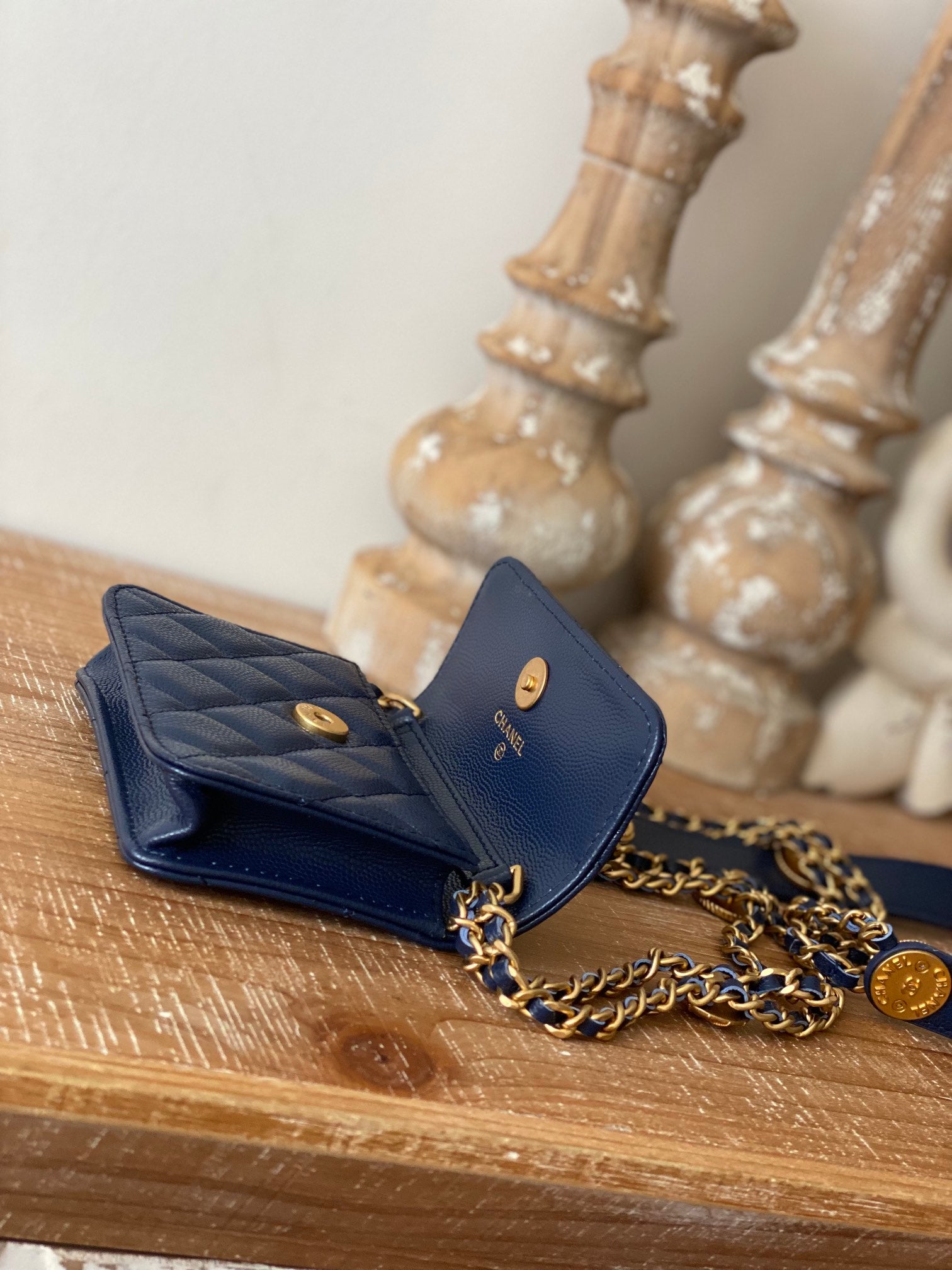 Chanel Clutch With Chain Blue For Women, Women’s Bags 4.8in/12.3cm