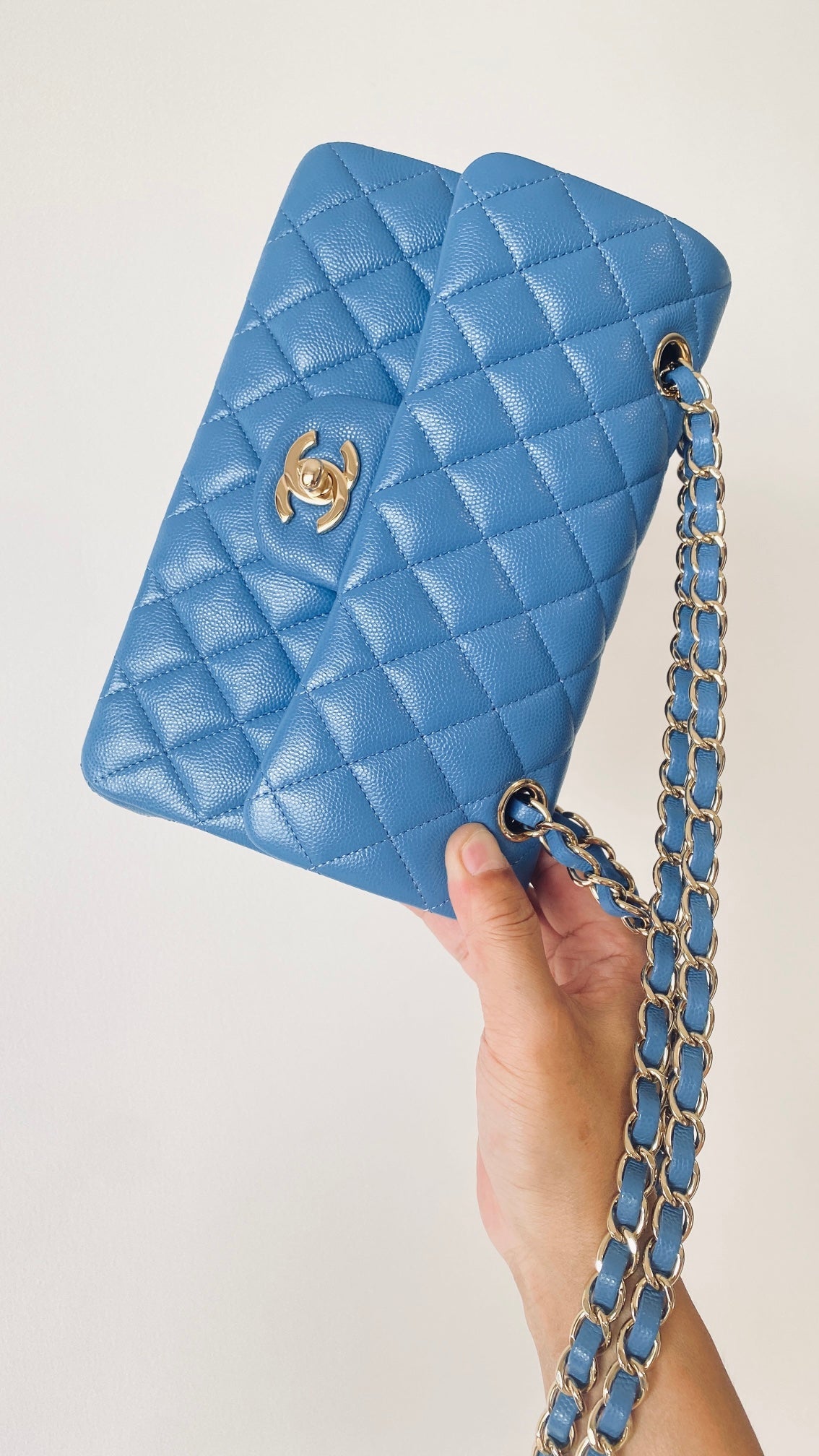 ChanelSmall Classic Handbag Blue For Women, Women’s Bags 9.1in/23cm