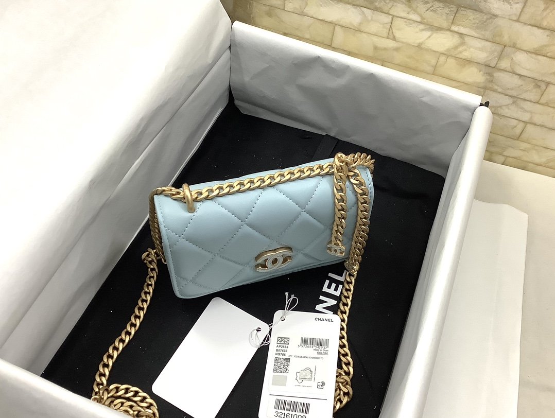 ChanelSpring And Summer 22C Turquoise For Women, Women’s Bags 6.1in/15.5cm