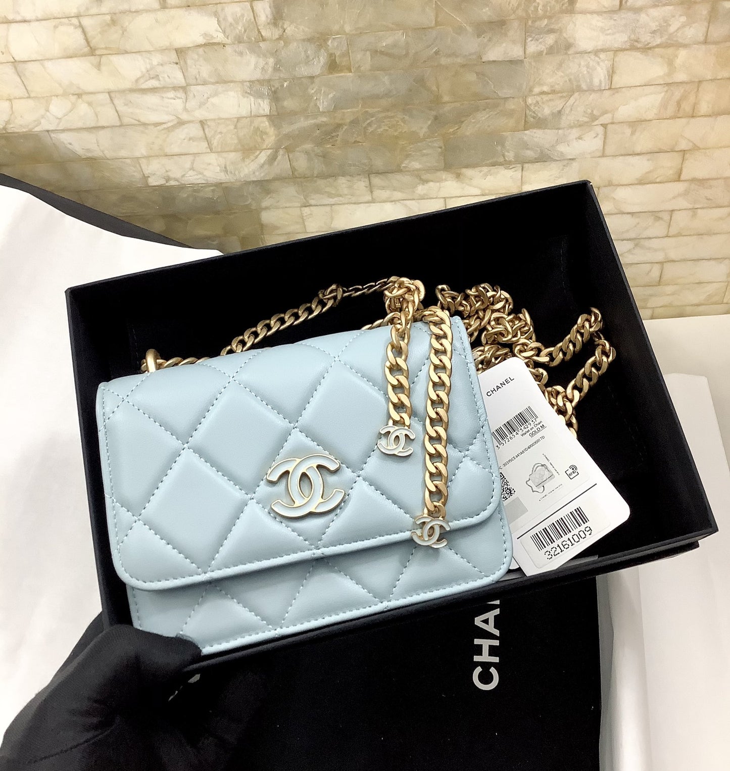 ChanelSpring And Summer 22C Turquoise For Women, Women’s Bags 6.1in/15.5cm