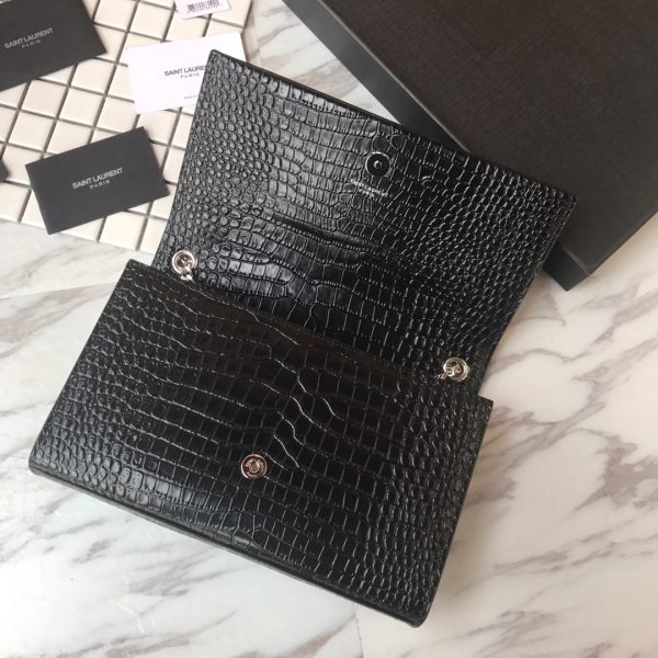 MONOGRAM CHAIN WALLET IN CROCODILE EMBOSSED SHINY LEATHER