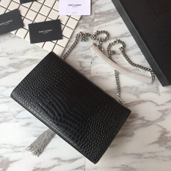 MONOGRAM CHAIN WALLET IN CROCODILE EMBOSSED SHINY LEATHER