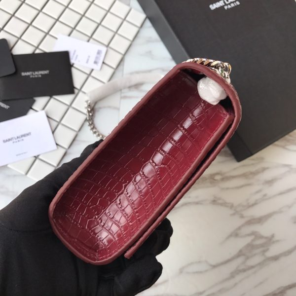 MONOGRAM CHAIN WALLET IN CROCODILE EMBOSSED SHINY LEATHER