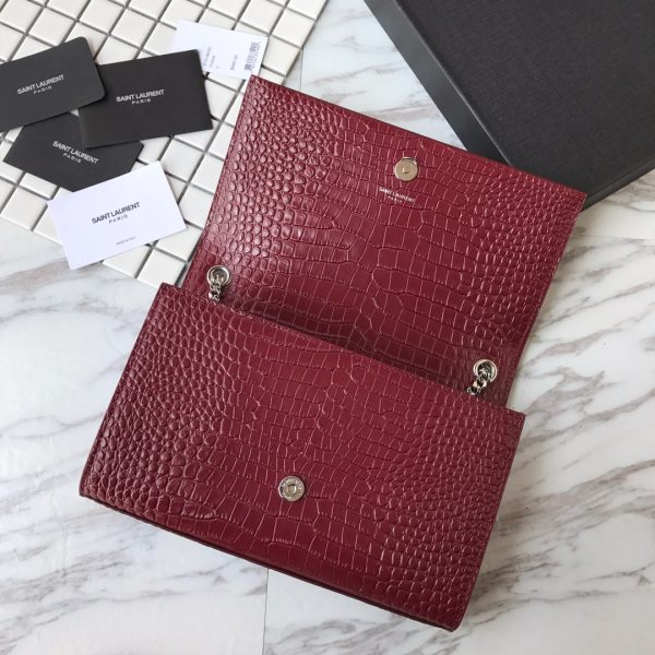 MONOGRAM CHAIN WALLET IN CROCODILE EMBOSSED SHINY LEATHER