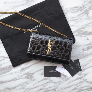 MONOGRAM CHAIN WALLET IN CROCODILE EMBOSSED SHINY LEATHER