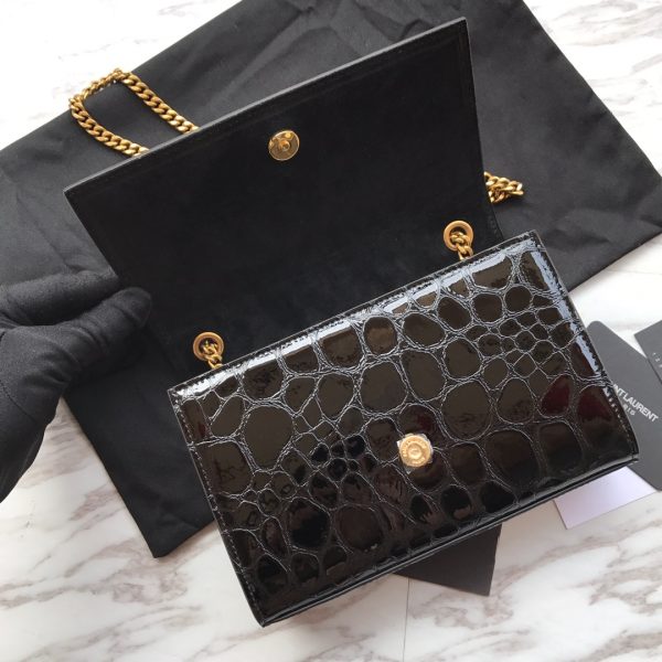 MONOGRAM CHAIN WALLET IN CROCODILE EMBOSSED SHINY LEATHER