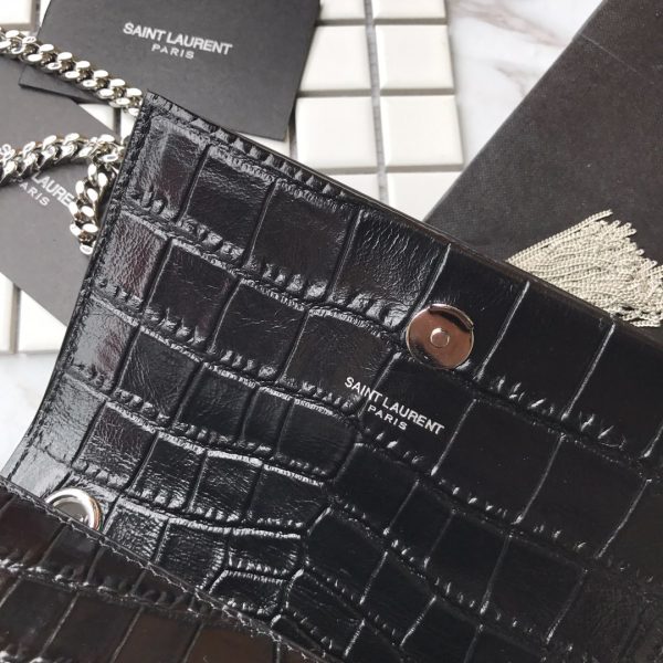 MONOGRAM CHAIN WALLET IN CROCODILE EMBOSSED SHINY LEATHER