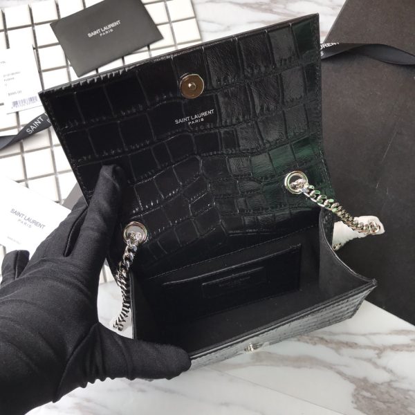 MONOGRAM CHAIN WALLET IN CROCODILE EMBOSSED SHINY LEATHER