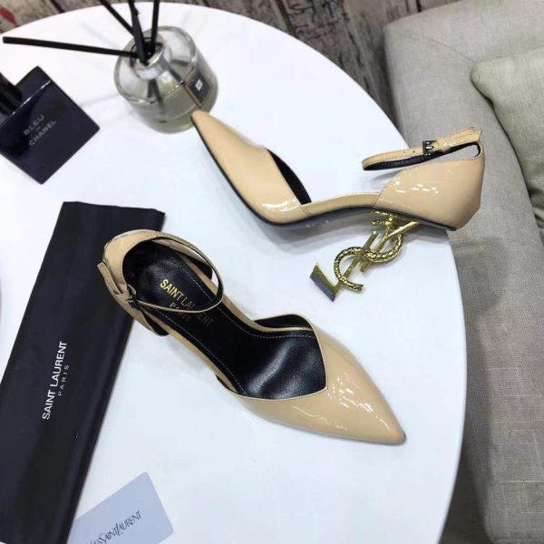 OPYUM SLINGBACK PUMPS IN PATENT LEATHER WITH GOLD-TONE HEEL