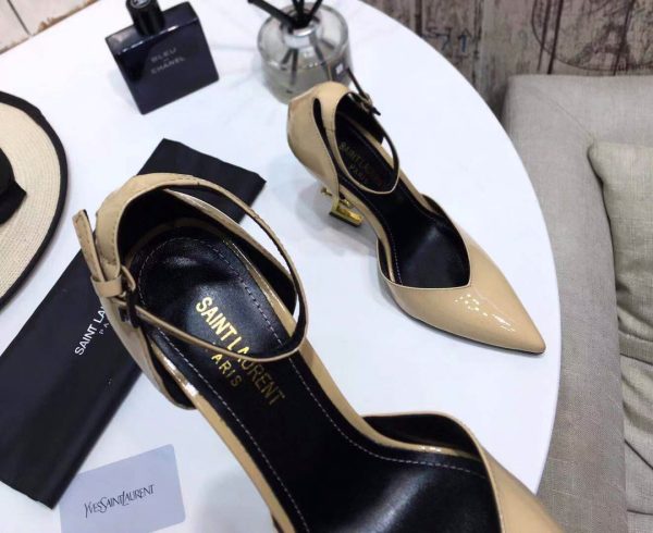 OPYUM SLINGBACK PUMPS IN PATENT LEATHER WITH GOLD-TONE HEEL