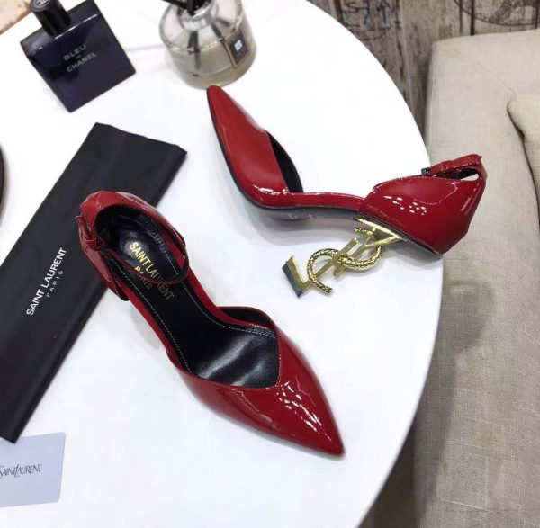 OPYUM SLINGBACK PUMPS IN PATENT LEATHER WITH GOLD-TONE HEEL