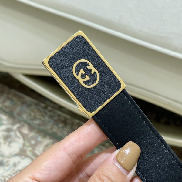GG Square leather metal buckle