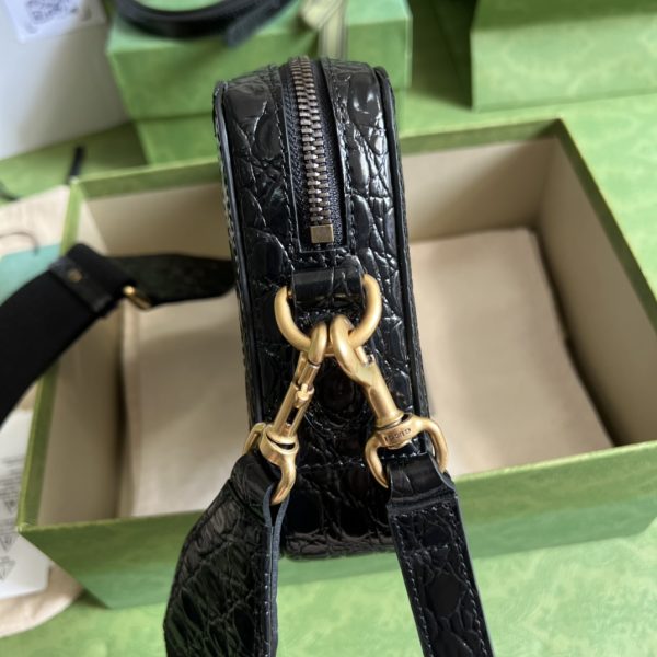 Crocodile shoulder bag with Double G