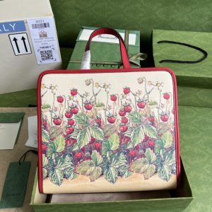 Children’s top-handle bag with strawberry fairy print