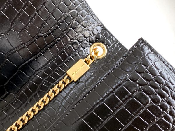 KATE SMALL CHAIN BAG WITH TASSEL IN CROCODILE-EMBOSSED SHINY LEATHER
