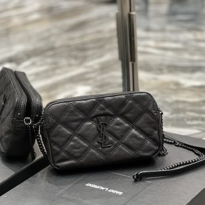 SL BECKY double-zip pouch in quilted lambskin