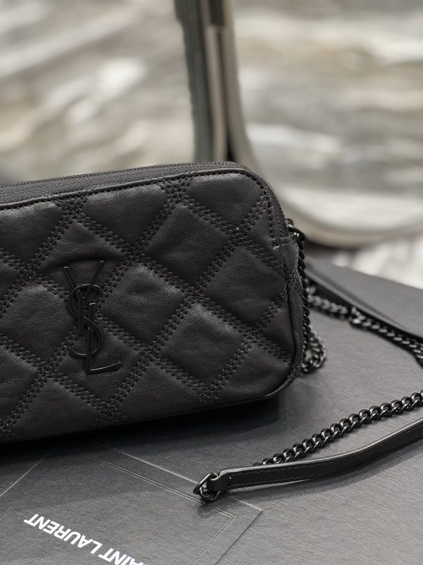 SL BECKY double-zip pouch in quilted lambskin