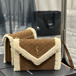 GABY MINI SATCHEL IN QUILTED SUEDE AND SHEARLING