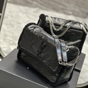 NIKI MEDIUM CHAIN BAG IN CRINKLED VINTAGE LEATHER