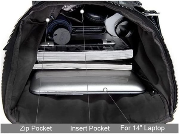 Laveszi  15″ Luxury Pure Leather Backpack | Durable | Multifunctional & Organized | Fits 14″ Laptop