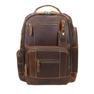 Laveszi  17″ Genuine Leather Backpack with a 15.6″ Laptop Compartment | Padded Straps | Sleek, Stylish and Versatile