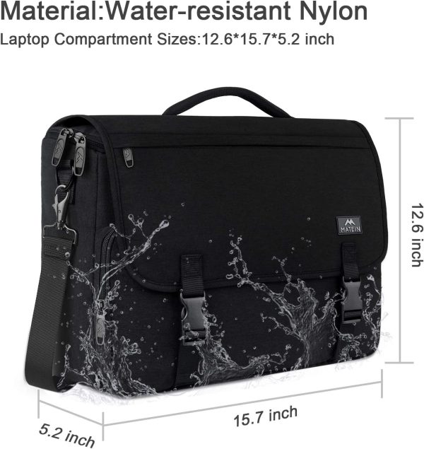Laveszi 16″ Nylon Messenger Bag | 15.6″ Padded Laptop Compartment | Comfort Shoulder Strap | Anti-Theft Design