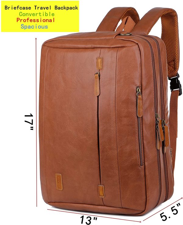 Laveszi  17″ Premium Leather Travel Backpack with Luggage Strap and Multiple Pockets | Stylish | Durable & Comfortable