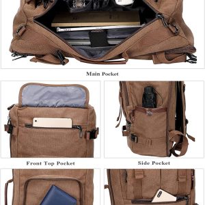 Laveszi  22″ Men’s Canvas Backpack | Convertible Design | Fits up to a 16-inch laptop | Large Capacity
