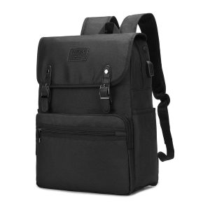 Laveszi  17″ Men’s Canvas Backpack | Adjustable Straps | Dual Water Bottle Pockets | Exterior Magnetic-Snap Flap Pocket