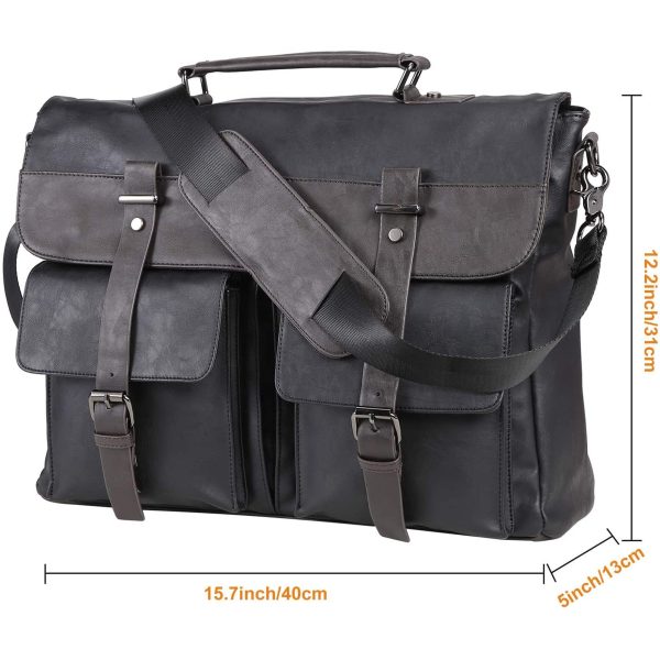 Laveszi Leather Messenger Bag | 15.7 inch | Multiple Compartments | Adjustable Shoulder Strap