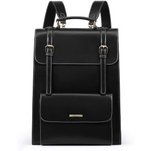 Laveszi  15″ Women’s Leather Backpack with Brass-Tone Hardware | Magnetic Snap Closures