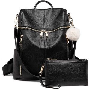 Laveszi  13″ Women’s Versatile Leather Backpack with Clutch | Adjustable Straps | Stylish & Roomy