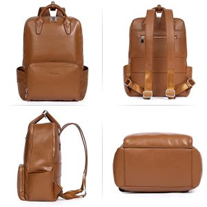 Laveszi  16″ Women’s Leather Backpack | Fits up to 15.6″ Laptop | Multi-Pocket | Adjustable Straps