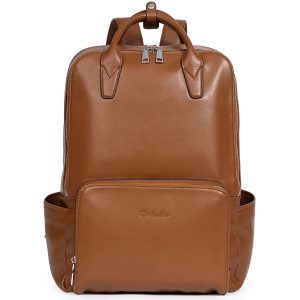 Laveszi  16″ Women’s Leather Backpack | Fits up to 15.6″ Laptop | Multi-Pocket | Adjustable Straps