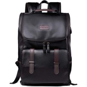 Laveszi  18″ Reinforced Shoulder Straps Leather Backpack | Fits 15.6″ Laptop | Modern Sleek Design | Spacious Interior