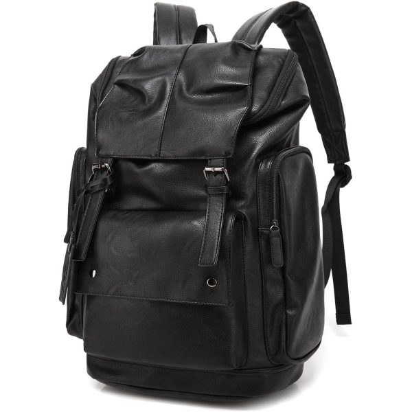 Laveszi  17″ Men’s Leather Backpack | Spacious Compartments | Durable Zippers | Adjustable Shoulder Straps