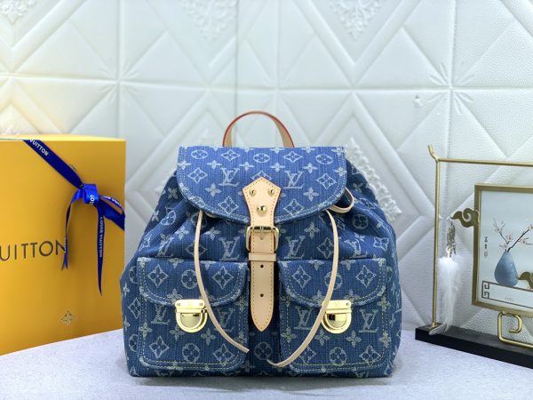 Lv Denim Backpack Blue