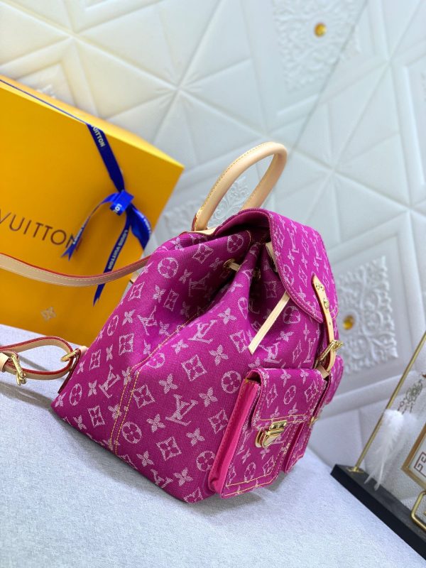 Lv Denim Backpack Pink