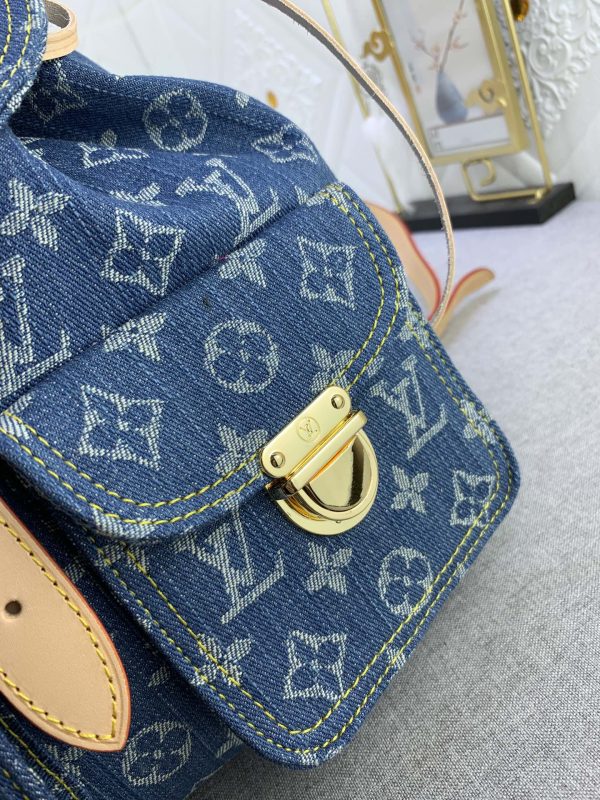 Lv Denim Backpack Blue