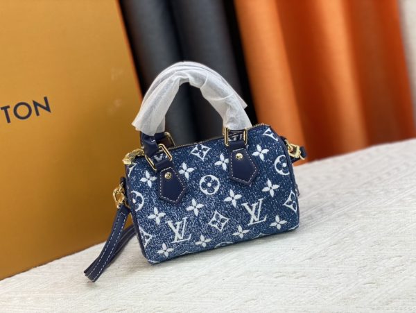 LV NANO SPEEDY DENIM BLUE BAG